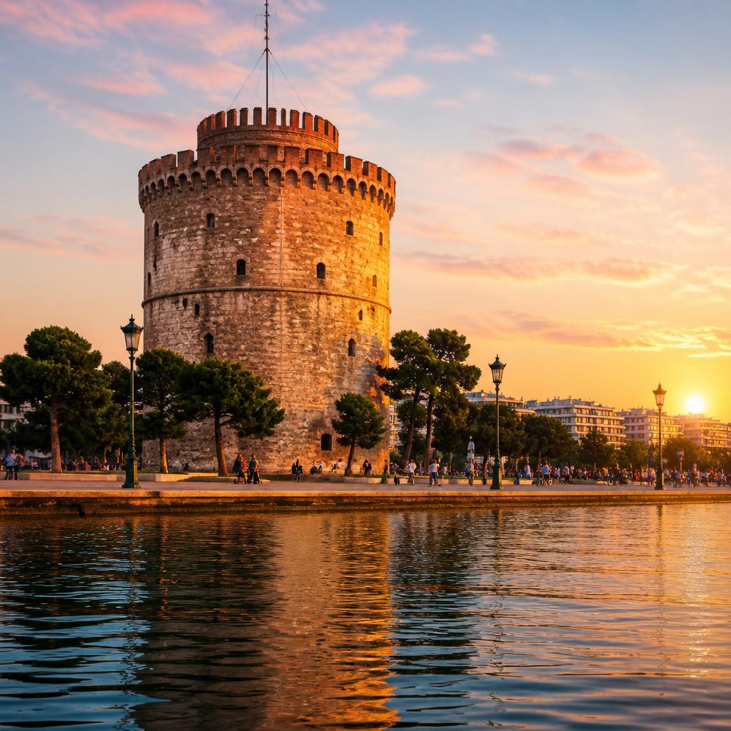 Πανοραμική άποψη της Θεσσαλονίκης με τον Λευκό Πύργο